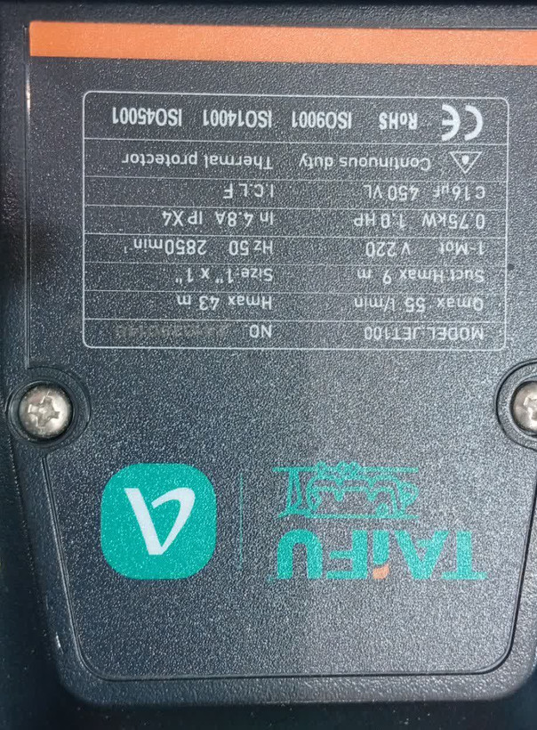 الکترو پمپ یک اسب جتی تایفو مدل TAIFU JET 100