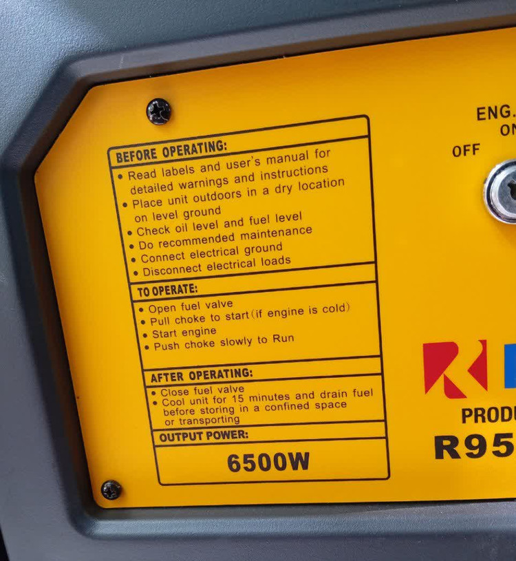موتور برق رایکسو ۶/۵کیلو مدل R9500DWHB دارای سیستم ATS